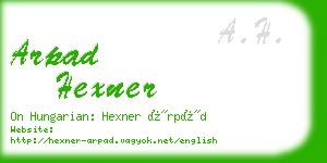 arpad hexner business card